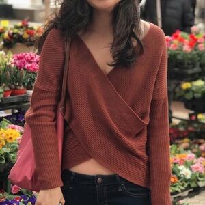 ASTR burnt orange criss-cross sweater